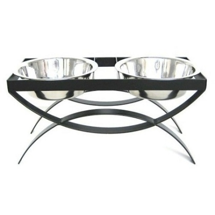 SeeSaw Double Elevated Dog Bowl - Large/Black